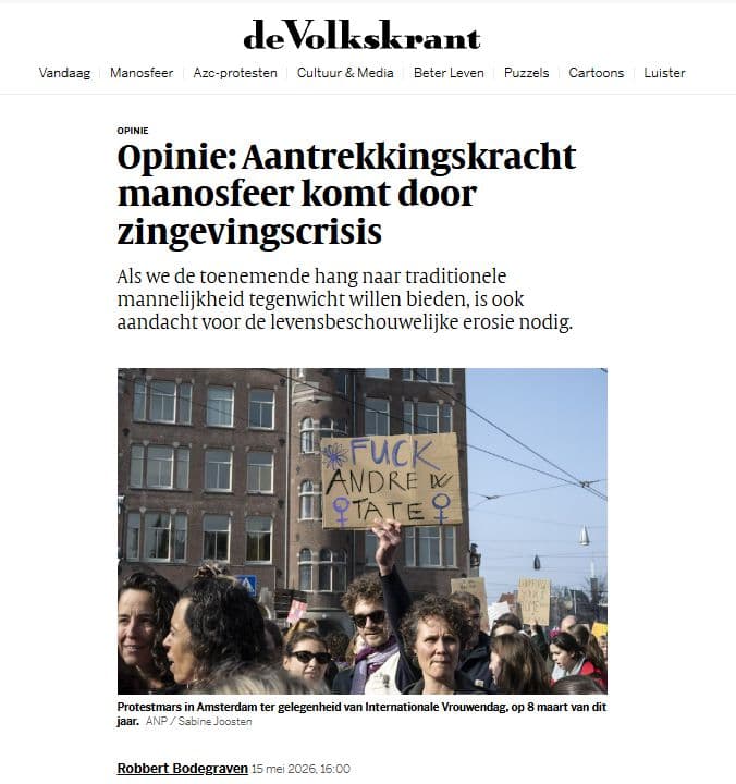 Opinieartikel manosphere in de Volkskrant